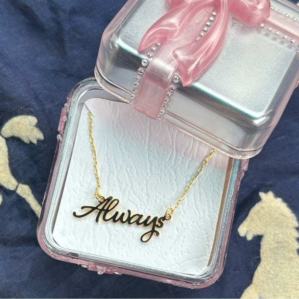 Brand New 14K Gold Plated 925 Sterling Silver Always Necklace Bon Jovi 18" Chain - Picture 2 of 16